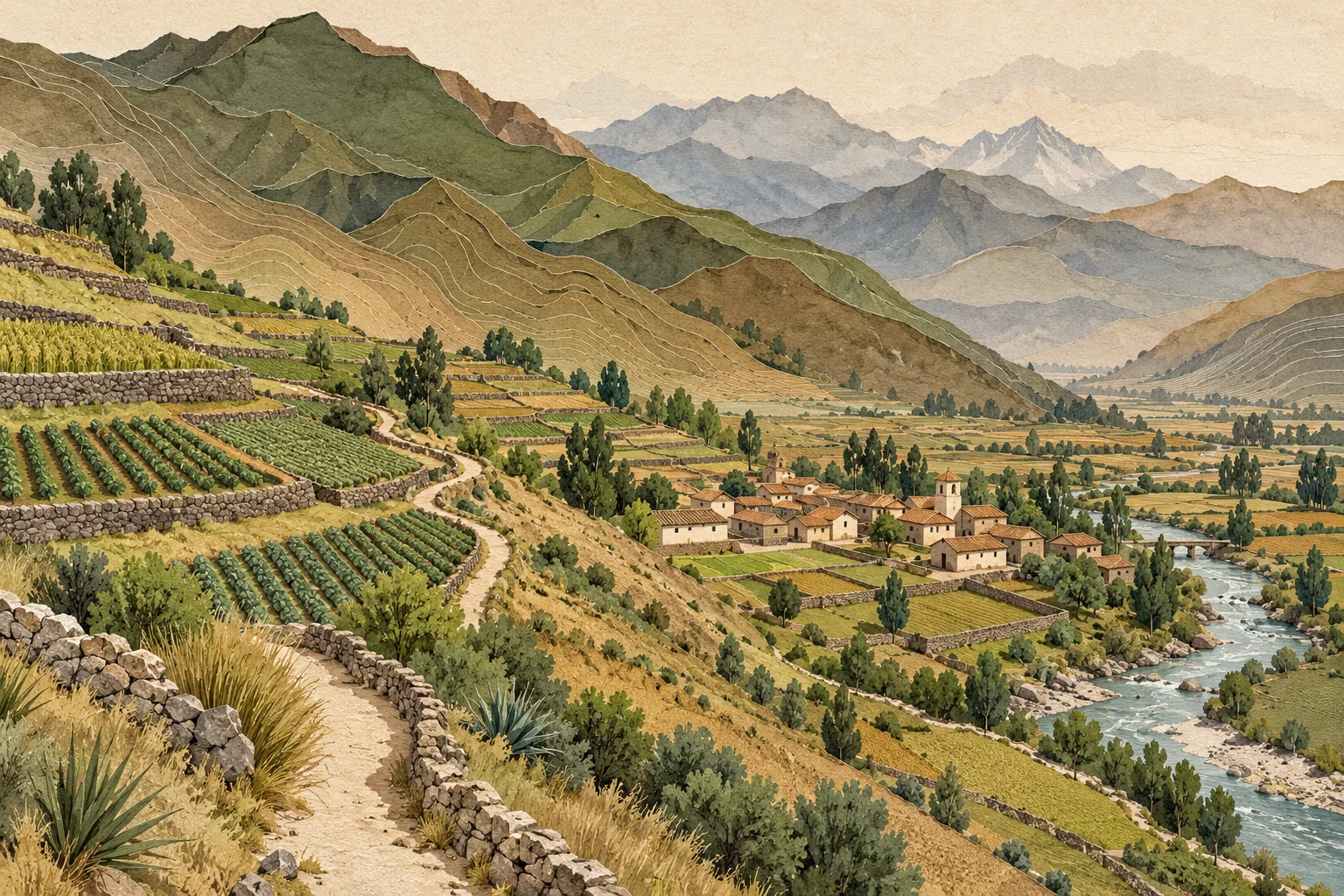 Paisaje andino imaginado para explorar relaciones entre territorio y arquitectura